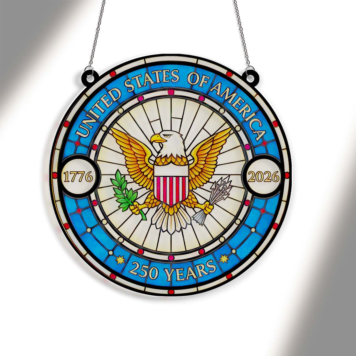 250 Years of America Suncatcher Ornament, Patriotic 250th Anniversary 1776-2026 Suncatchers, 4th of July Gift Ornament 684123