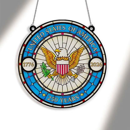 250 Years of America Suncatcher Ornament, Patriotic 250th Anniversary 1776-2026 Suncatchers, 4th of July Gift Ornament 684123