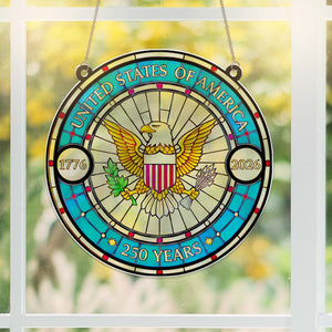 250 Years of America Suncatcher Ornament, Patriotic 250th Anniversary 1776-2026 Suncatchers, 4th of July Gift Ornament 684123