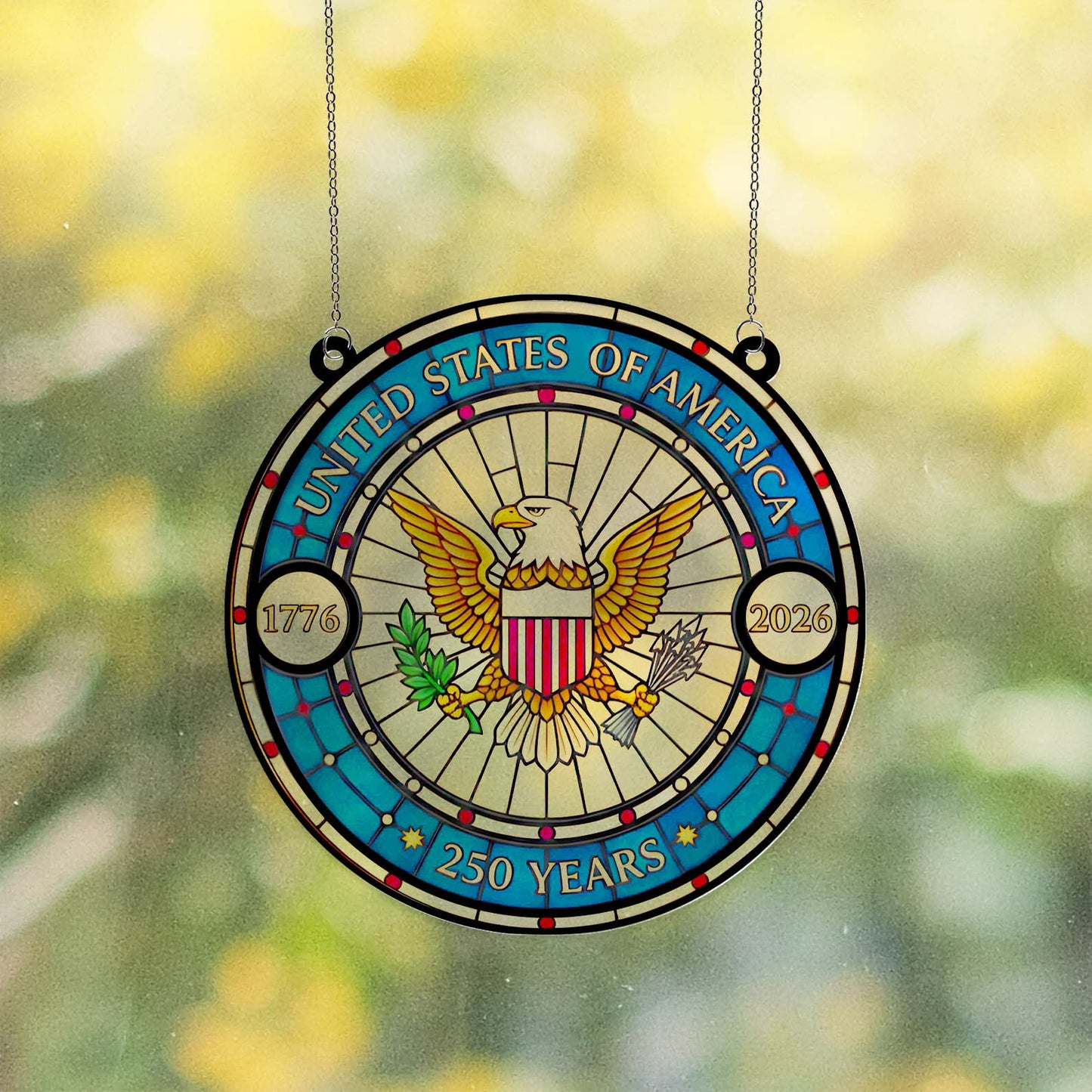 250 Years of America Suncatcher Ornament, Patriotic 250th Anniversary 1776-2026 Suncatchers, 4th of July Gift Ornament 684123