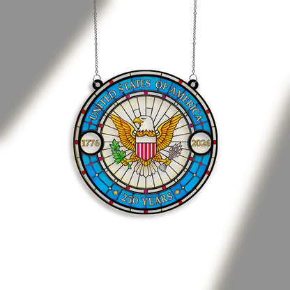 250 Years of America Suncatcher Ornament, Patriotic 250th Anniversary 1776-2026 Suncatchers, 4th of July Gift Ornament 684123