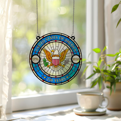 250 Years of America Suncatcher Ornament, Patriotic 250th Anniversary 1776-2026 Suncatchers, 4th of July Gift Ornament 684123