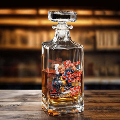 All Aboard the Trump Train Wine Not Whiskey Decanter Set | Trump Whiskey Bottle Whiskey Glass 684124 – GOP