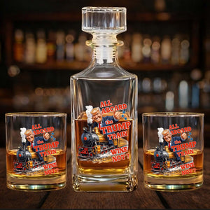 All Aboard the Trump Train Wine Not Whiskey Decanter Set | Trump Whiskey Bottle Whiskey Glass 684124 – GOP