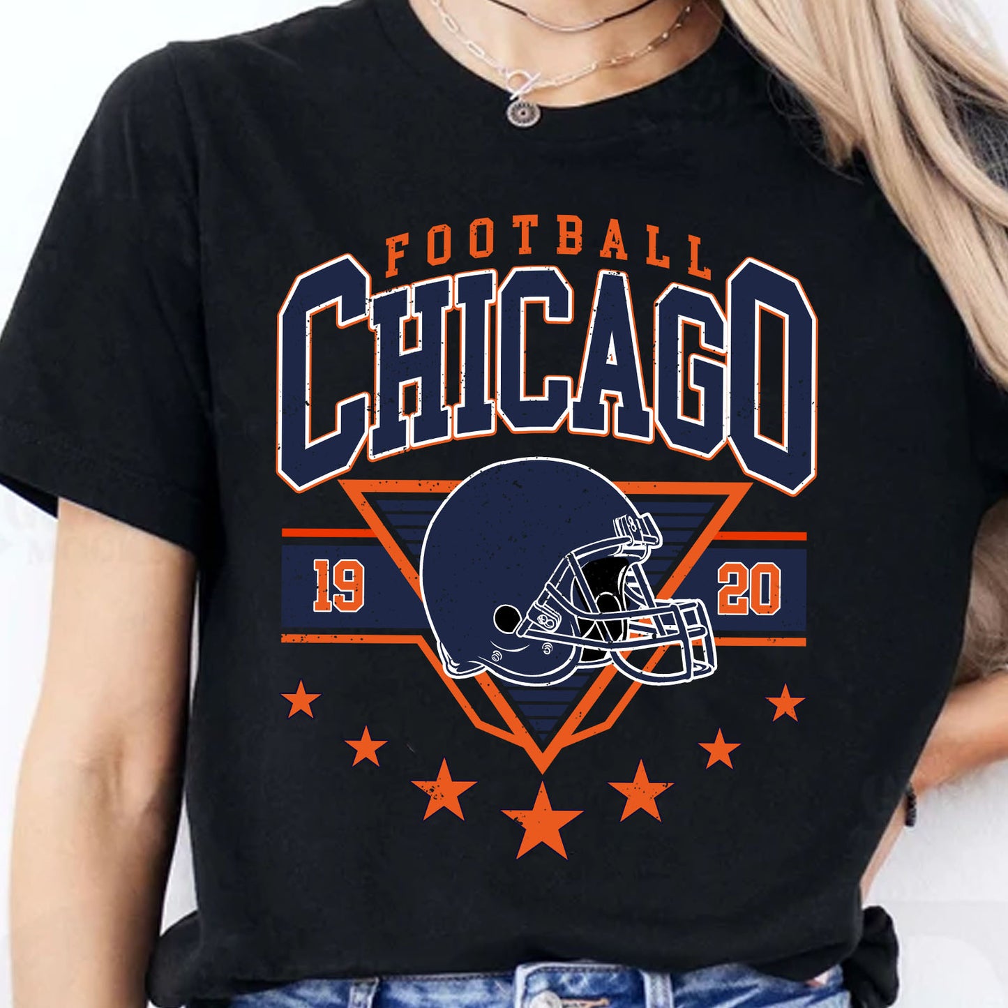 Chicago Football Vintage Dark Shirt, Retro Chicago Bear Football Tee, Chicago Bear Fan Gift 684151