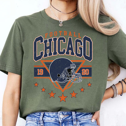 Chicago Football Vintage Dark Shirt, Retro Chicago Bear Football Tee, Chicago Bear Fan Gift 684151