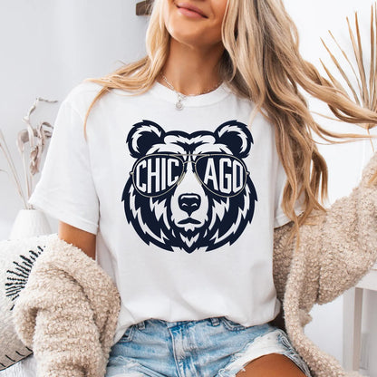 Chicago Football Bright Shirt, Windy City Sports Sweatshirt, Bear Glasses Shirt, Chicago Bear Gift 684154 WFD