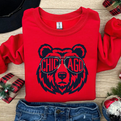 Chicago Football Bright Shirt, Windy City Sports Sweatshirt, Bear Glasses Shirt, Chicago Bear Gift 684154 WFD