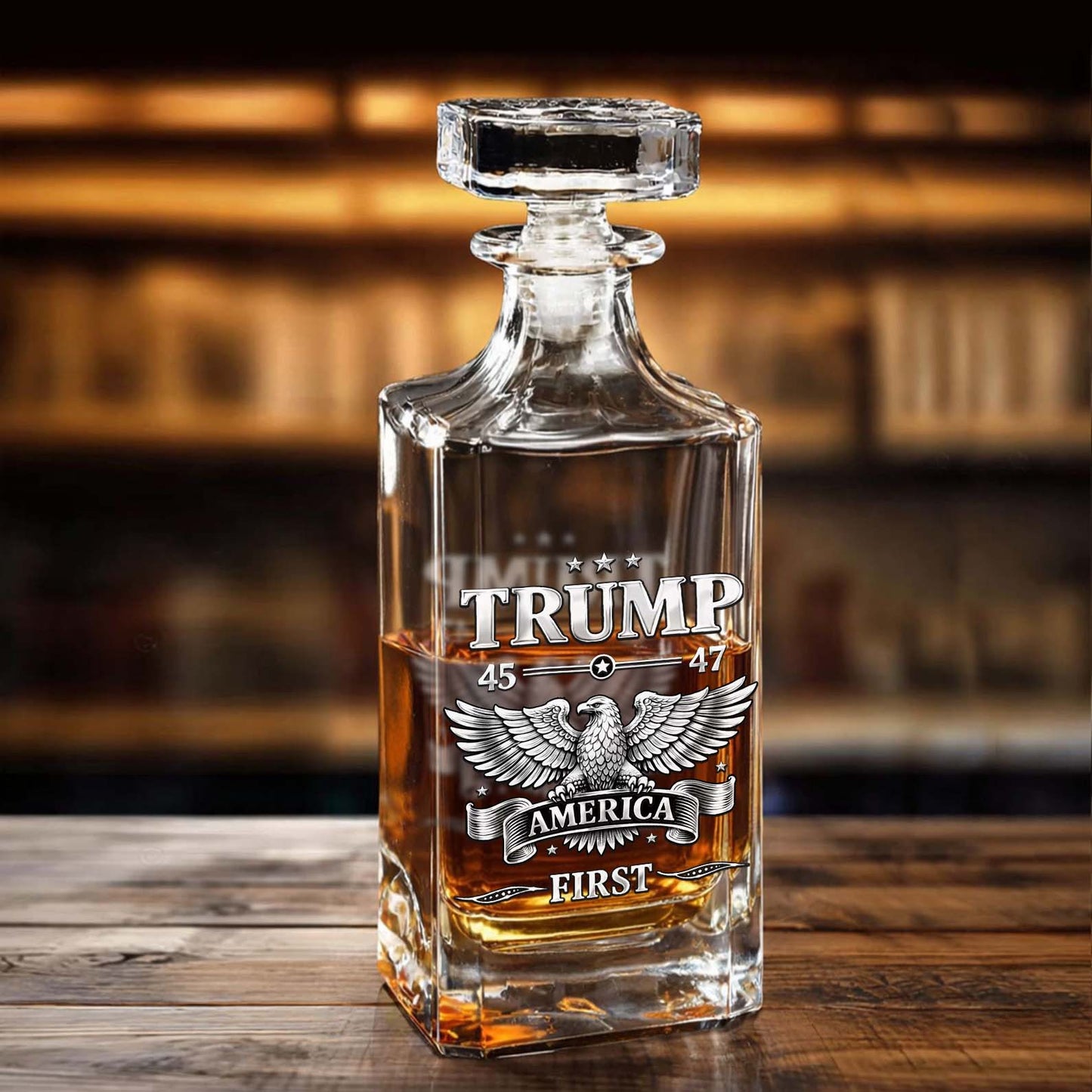 Donald Trump America First Whiskey Decanter Set | Trump 45 47 MAGA Whiskey Glass Whiskey Bottle 684173 – GOP
