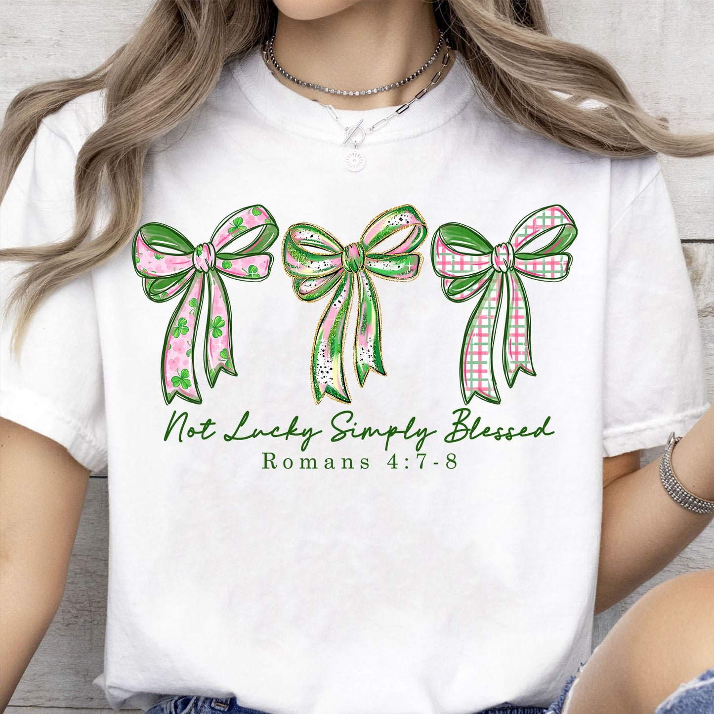 Not Lucky Simply Blessed Shirt, Retro Coquette St. Patrick's Day Sweatshirt, Preppy Lucky Shamrock Shirt 684185