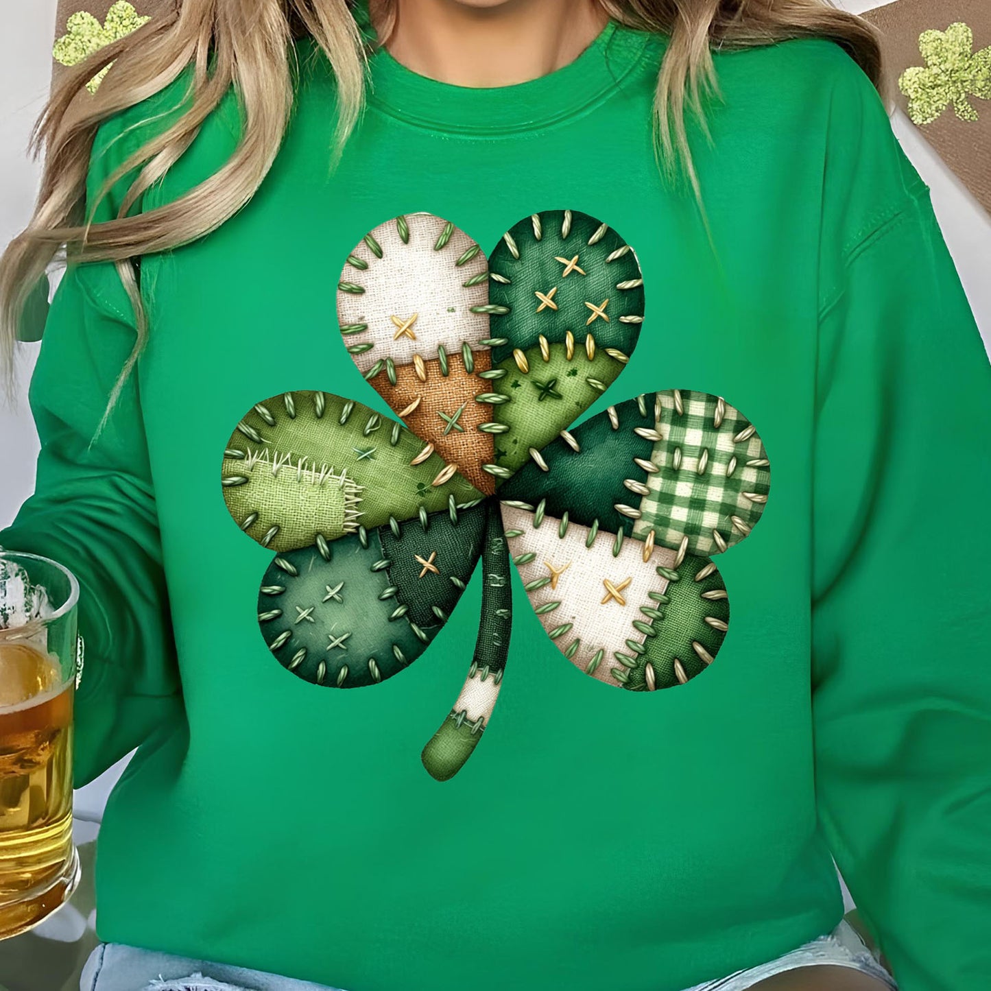 Patchwork Shamrock St. Patrick’s Day Shirt, Retro St. Patricks Day Shamrock Sweatshirt, Lucky Clover Shirt 684187