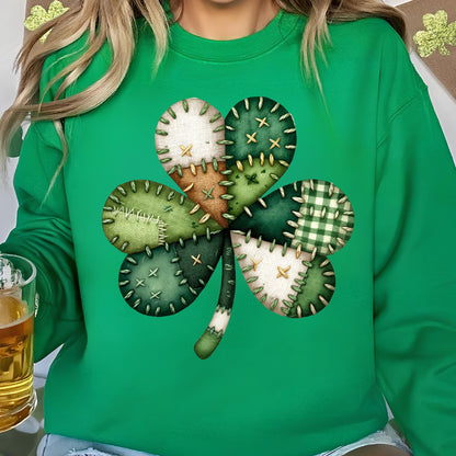 Patchwork Shamrock St. Patrick’s Day Shirt, Retro St. Patricks Day Shamrock Sweatshirt, Lucky Clover Shirt 684187