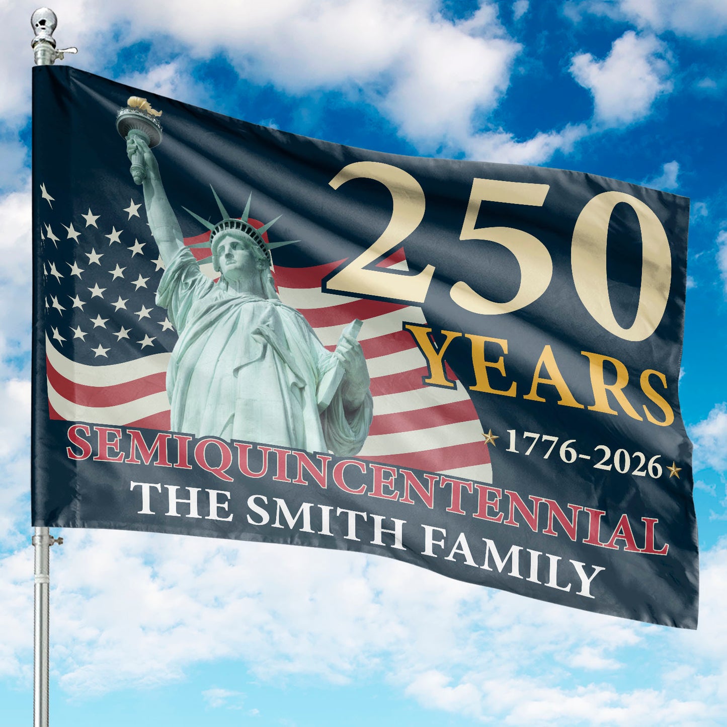 Personalize 250 Years of America 1776-2026 Semiquincentennial Flag | Custom Name 250th Anniversary USA Patriotic Garden Flag Flag | Statue of Liberty House Flag 684193