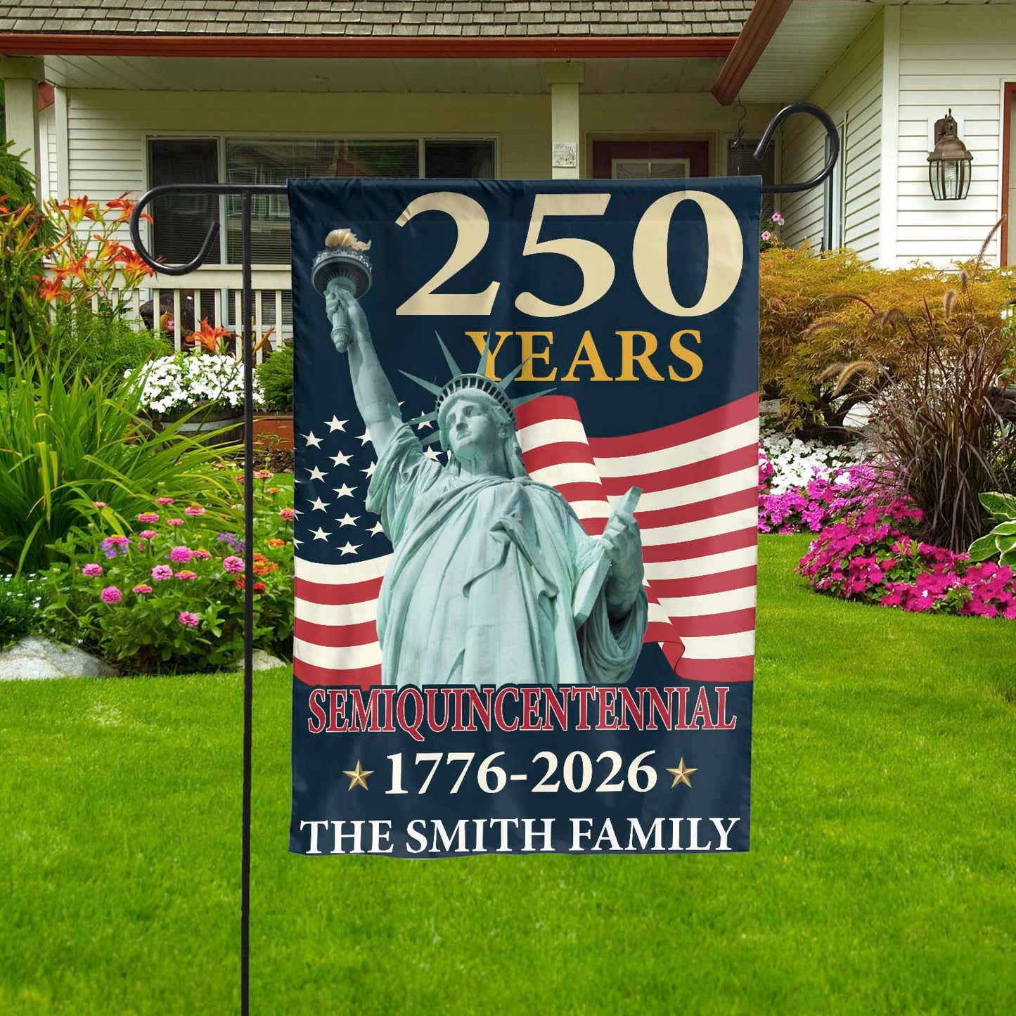 Personalized 250 Years America 1776-2026 Semiquincentennial, Custom Name 250th Anniversary USA Patriotic Garden Flag 684193