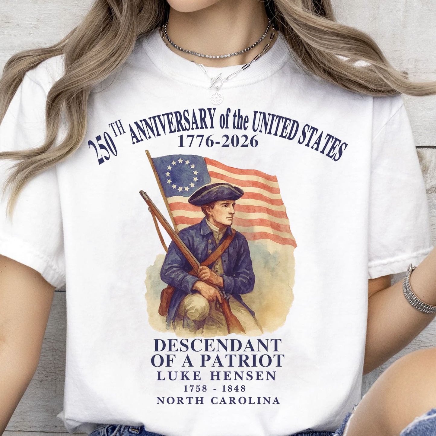 Personalized 250 Years Anniversary of The United States Shirt | Custom Name Descendant of A Patriot Sweatshirt | Fourth of July Bright T-Shirt 684196