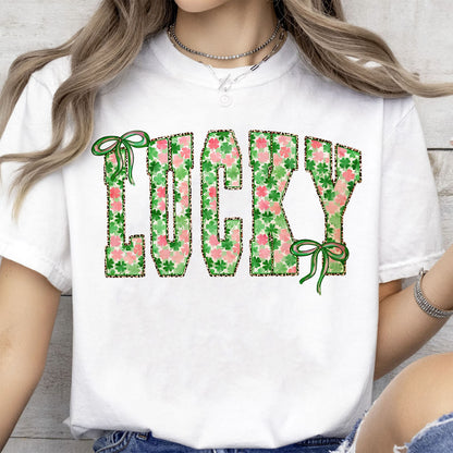 Coquette Lucky St. Patrick's Day Shirt, Retro St. Patricks Day Shamrock Sweatshirt, Lucky Clover Shirt 684202