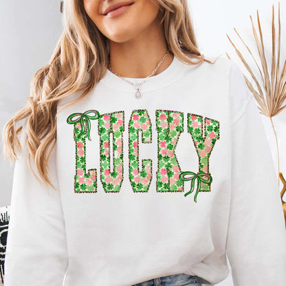 Coquette Lucky St. Patrick's Day Shirt, Retro St. Patricks Day Shamrock Sweatshirt, Lucky Clover Shirt 684202