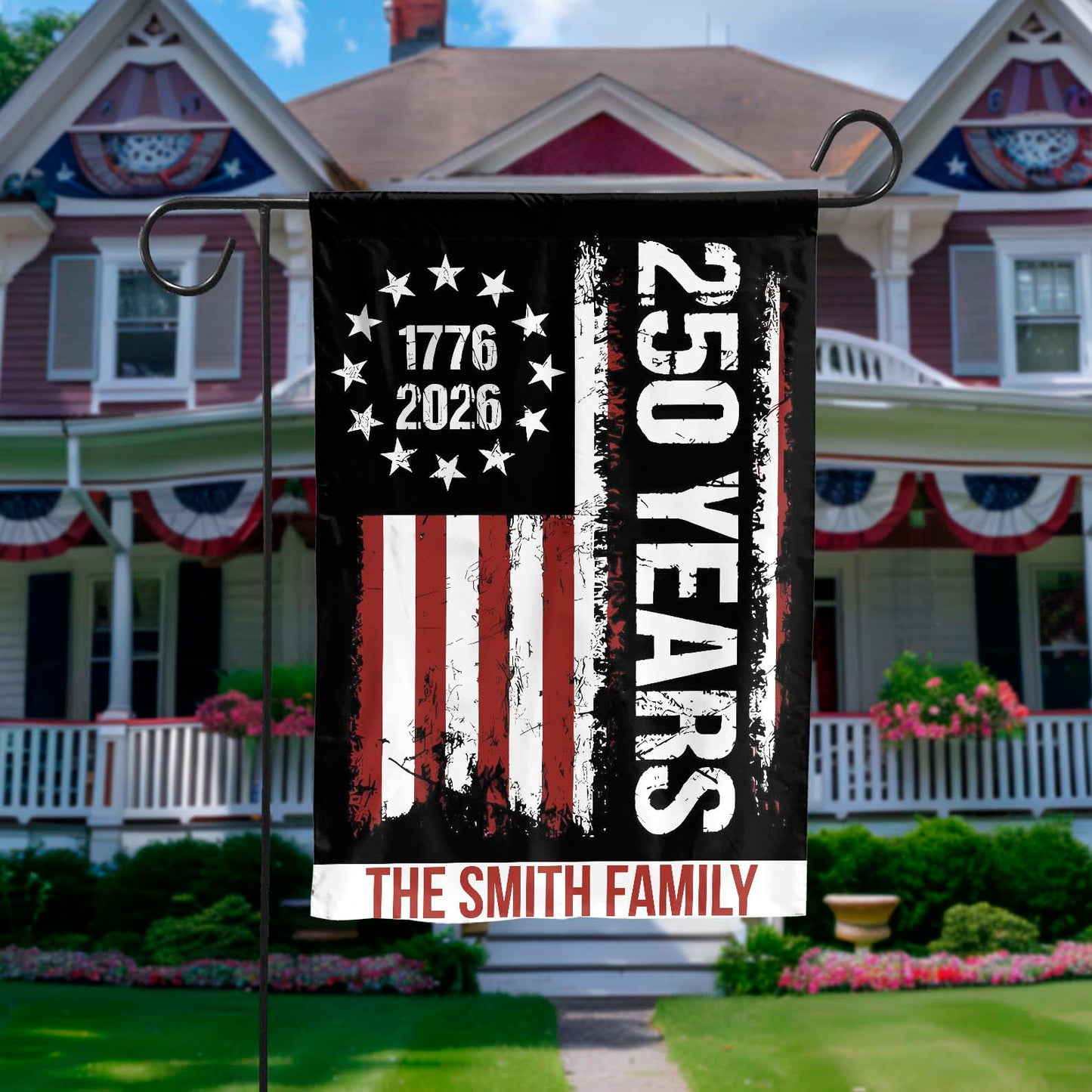 Personalized 250 Years Anniversary, Custom Name 250th USA Patriotic Garden Flag 684216