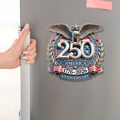 USA 250 Years Anniversary Fridge Magnet, Freedom Eagle 1776–2026 Magnet, Patriotic 4th of July Magnet 684220