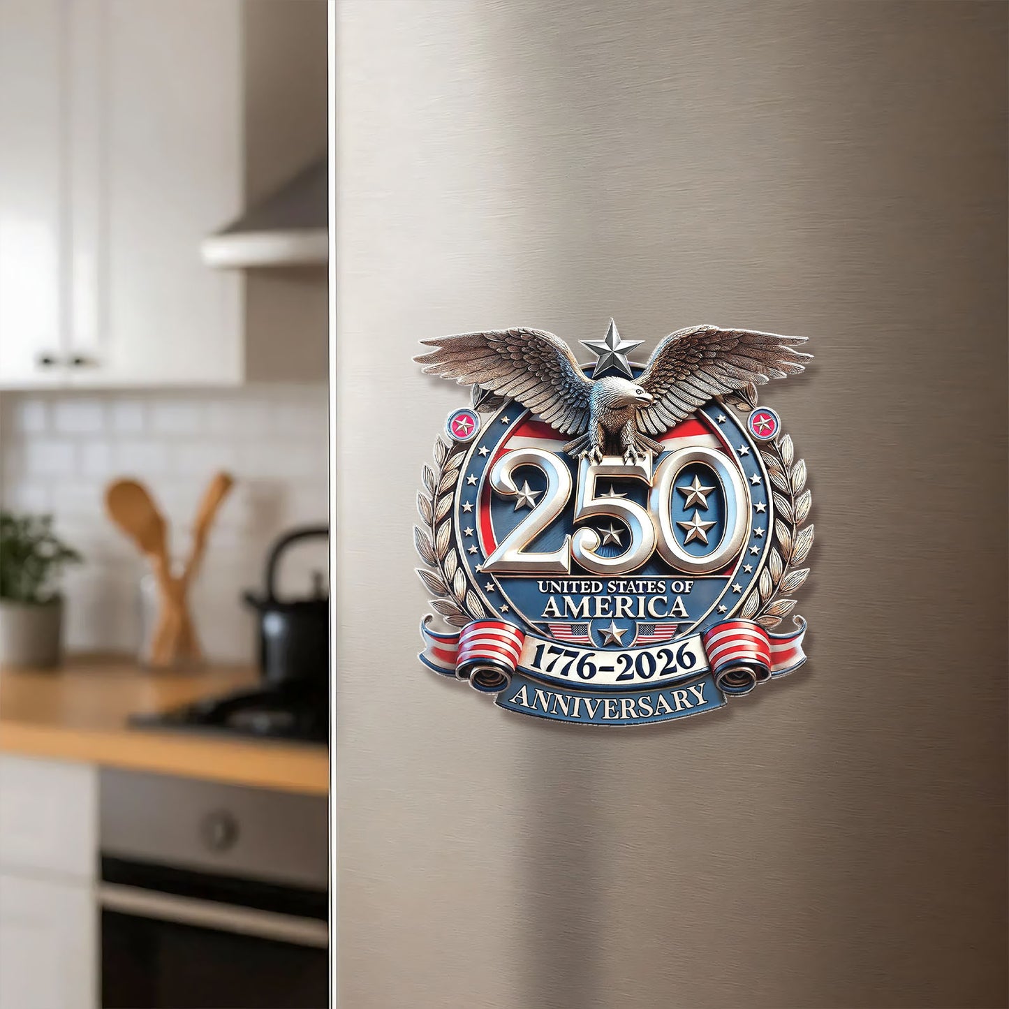 USA 250 Years Anniversary Fridge Magnet, Freedom Eagle 1776–2026 Magnet, Patriotic 4th of July Magnet 684220