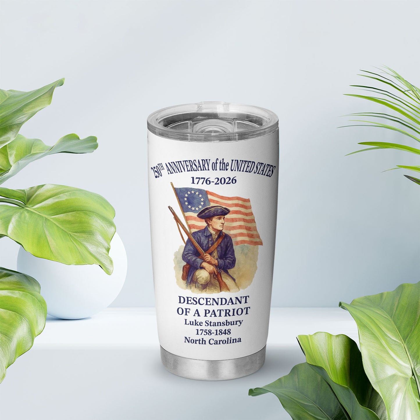 Personalized 250 Years of America Curved Tumbler | Custom Name Descendant of a Patriot 20oz Tumbler 684228