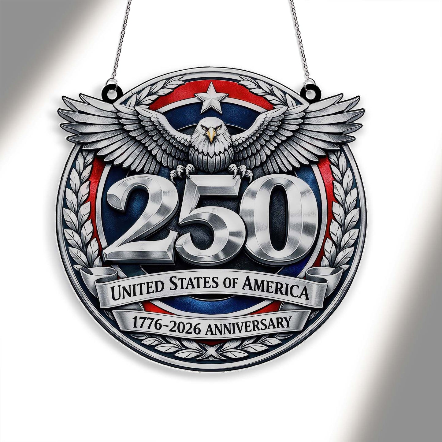 USA 250 Years Anniversary Suncatcher Ornament | Patriotic 1776–2026 Suncatcher | 4th of July Suncatcher 684233