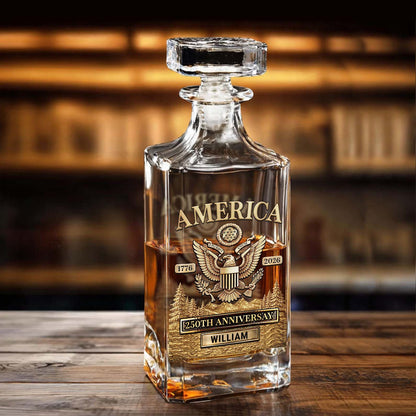 250 Years Anniversary Whiskey Decanter Set | Patriotic Eagle 1776–2026 Whiskey Bottle Whiskey Glass 684234