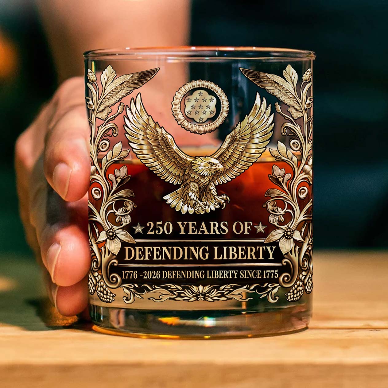 250 Years of Defending Liberty Whiskey Decanter Set | Patriotic 1776–2026 Whiskey Bottle Whiskey Glass 684249