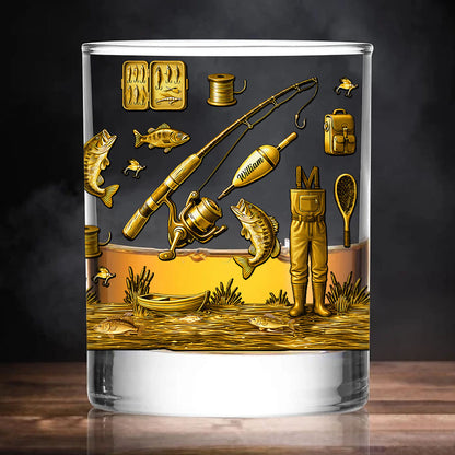 Custom Name Fishing Whiskey Glass | Fishing Lures Whiskey Glass | Father’s Day Gift for Dad, Fisherman 684253