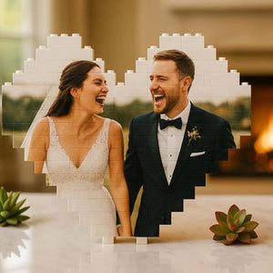 Custom Photo Building Brick Blocks For Couples | Valentines Day Gift | Personalized Anniversary Gift | Heart Brick Blocks 684254