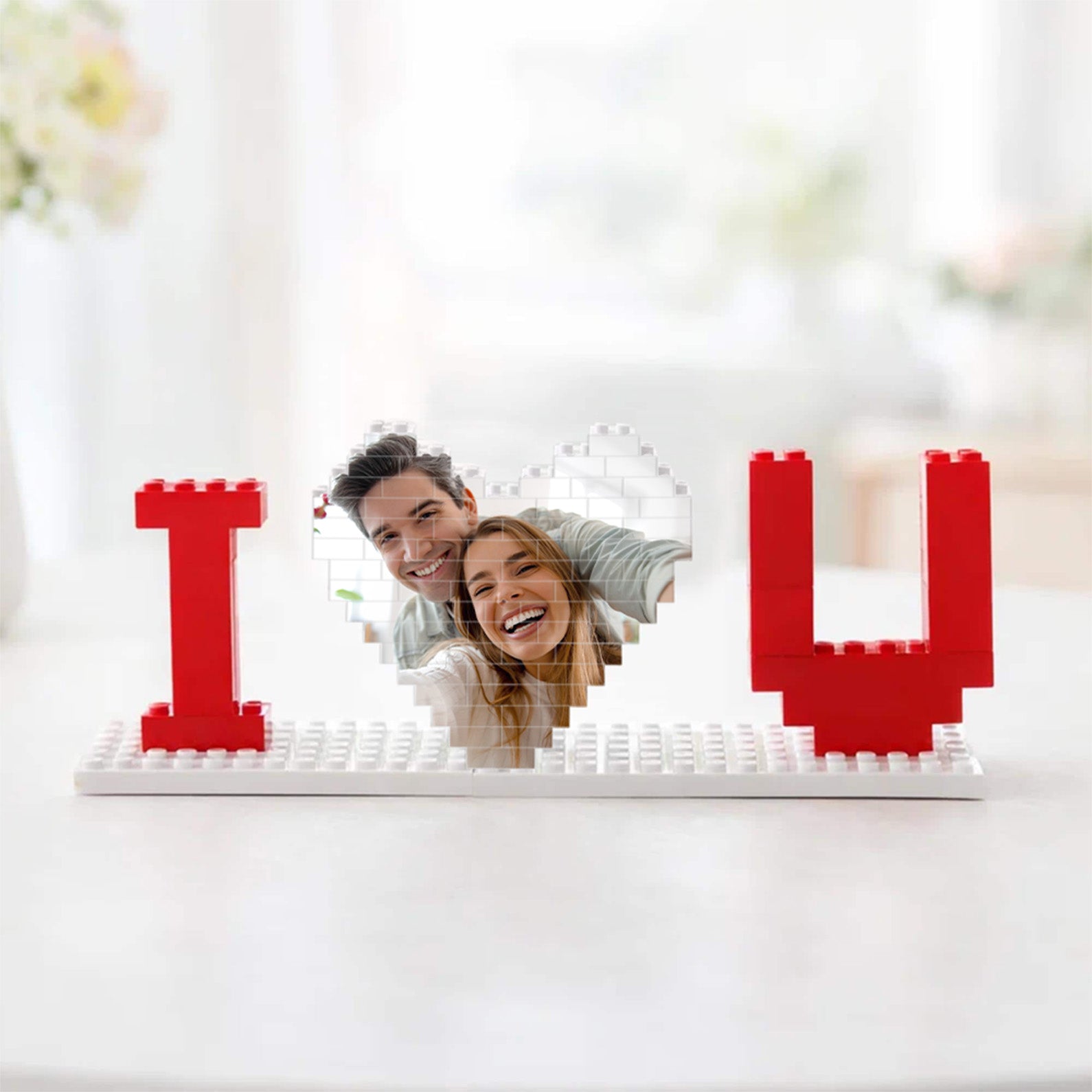 Custom Photo Building Brick Blocks for Couples, I Love You Puzzle Heart ...