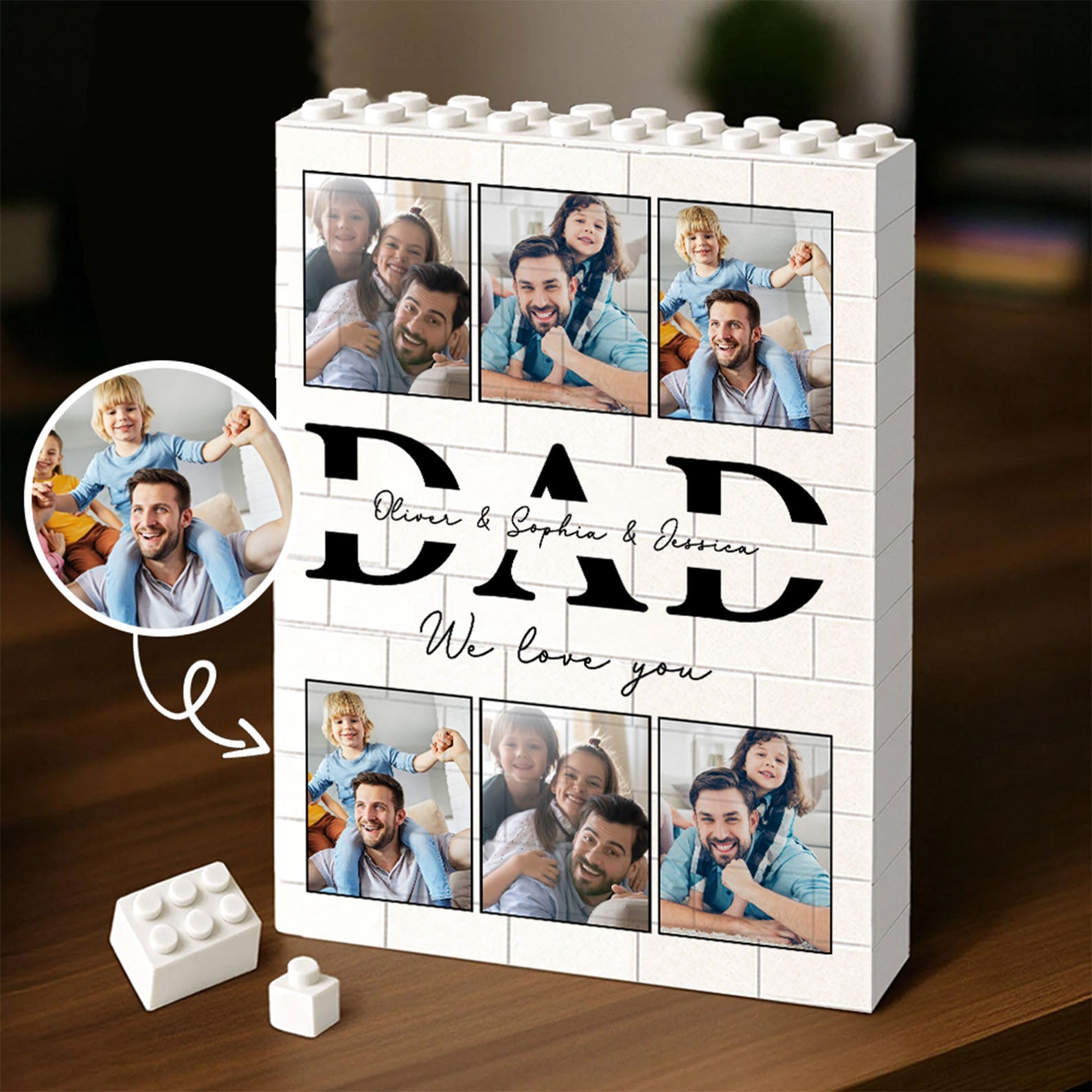Personalized Photo Upload Building Brick Blocks for Dad, Custom ...