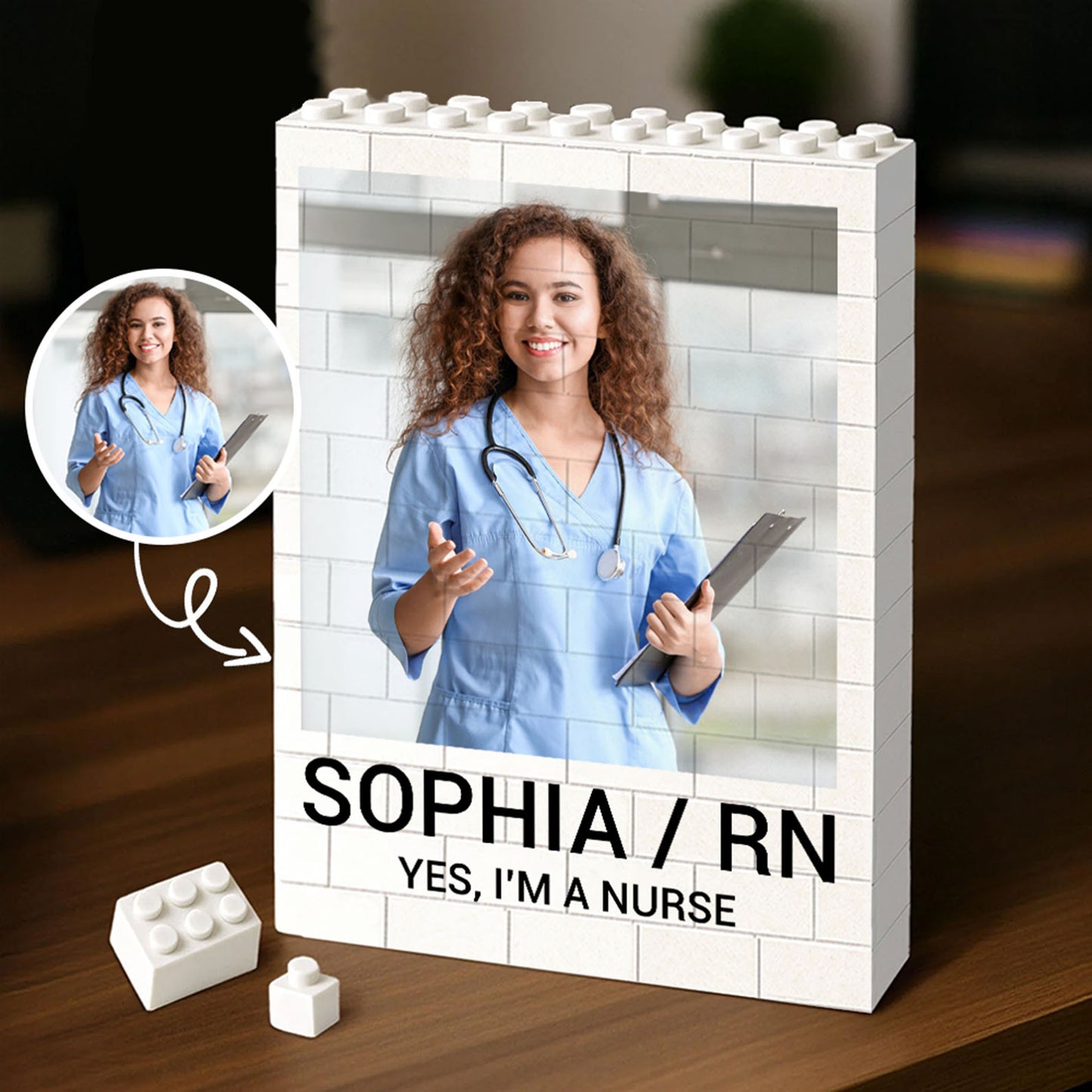 Personalized Photo Upload Building Brick Blocks | Nurse Week Graduation Gift | Custom Building Block Keepsake 684288