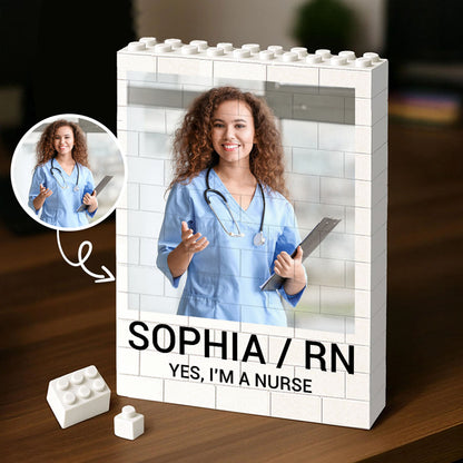 Personalized Photo Upload Building Brick Blocks | Nurse Week Graduation Gift | Custom Building Block Keepsake 684288