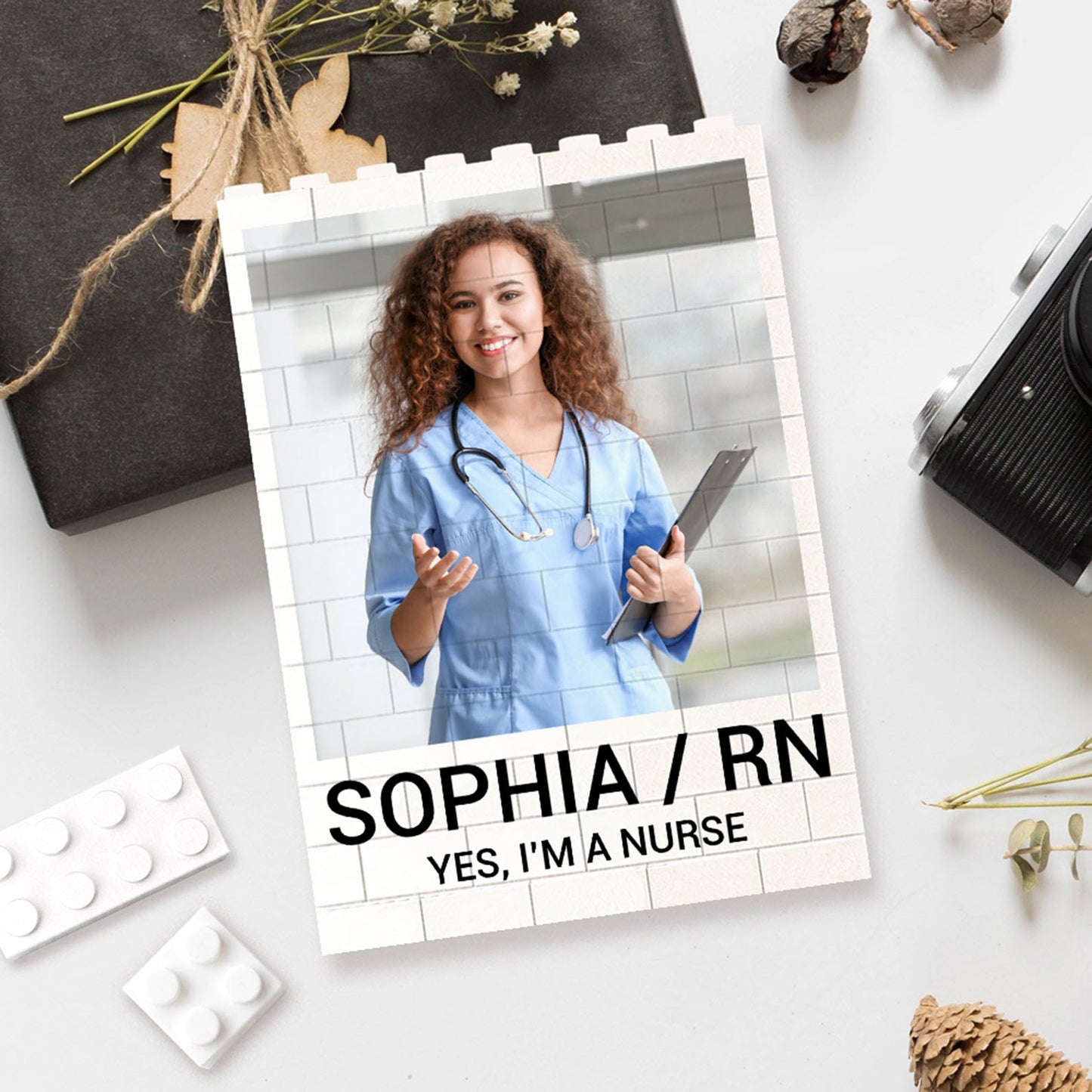 Personalized Photo Upload Building Brick Blocks | Nurse Week Graduation Gift | Custom Building Block Keepsake 684288