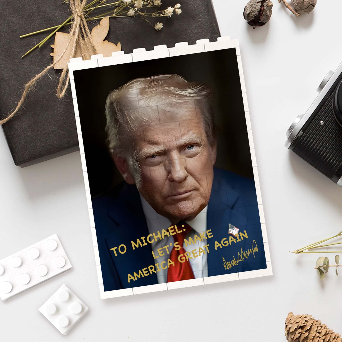 Custom Trump Autographed Building Brick Blocks | Personalized Brick Block | Gift for Trump Supporters 684298 - GOP