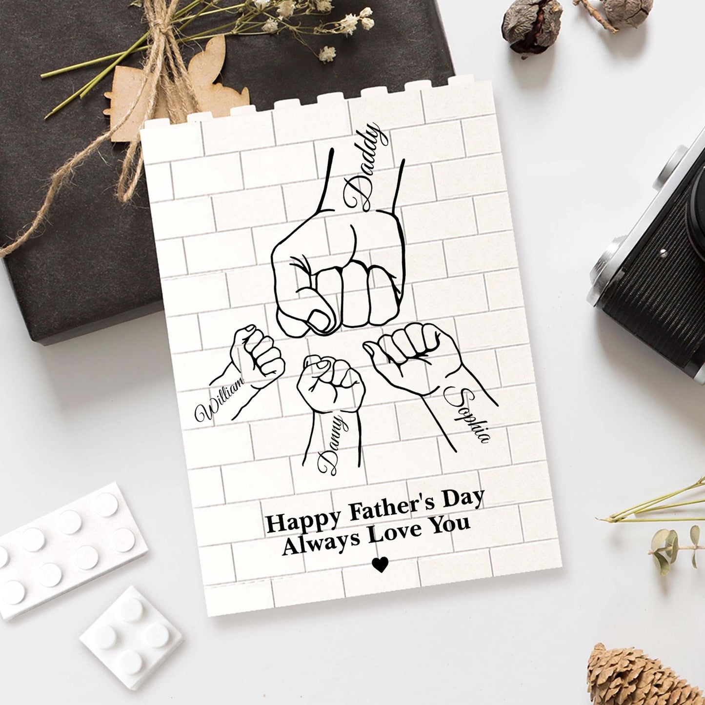 Custom Name Building Brick Blocks | Dad Fist Bump | Personalized Gift For Father's Day 684306