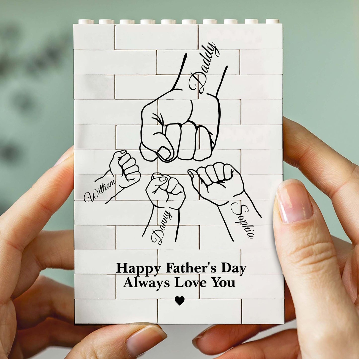 Custom Name Building Brick Blocks | Dad Fist Bump | Personalized Gift For Father's Day 684306