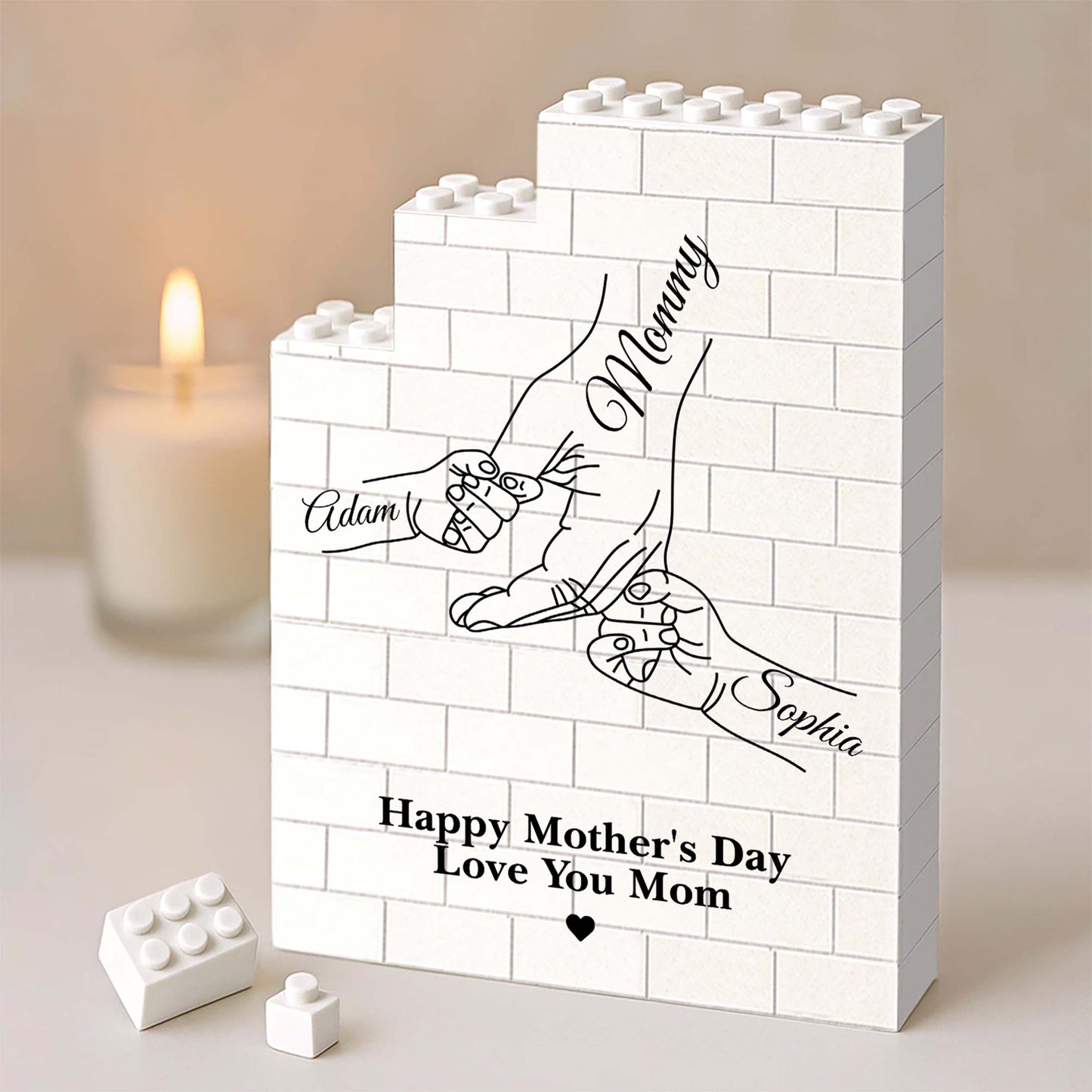 Custom Name Building Brick Blocks | Mom Holding Hand | Personalized Gift For Mother's Day 684307