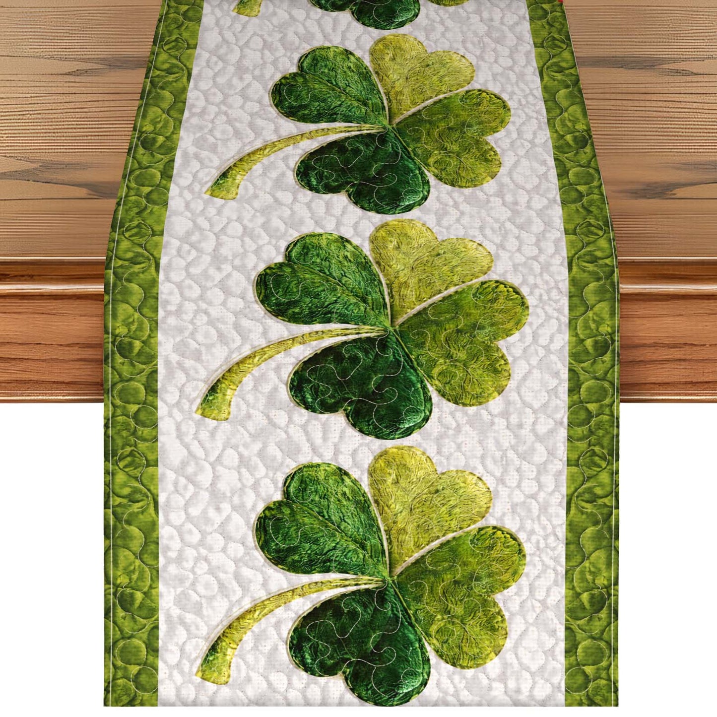 St. Patrick’s Day Quilted Table Runner | Green Shamrock Clover Table Decor | Lucky Irish Table Runner for Dining Table 684308