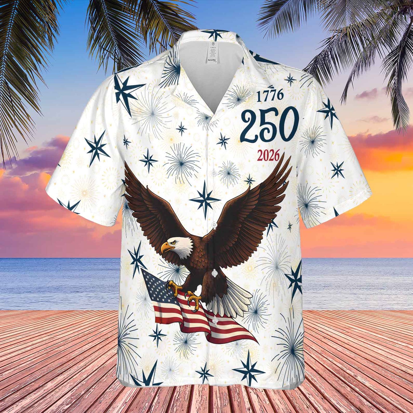 USA 250 Years 1776–2026 Hawaiian Shirt | Patriotic Eagle US Flag AOP Hawaiian Shirt 684323