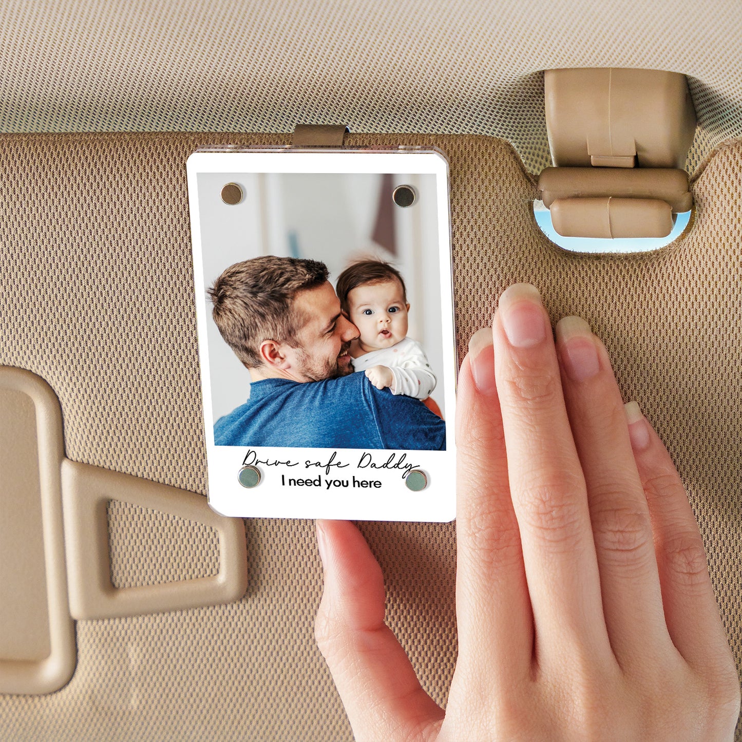 Drive Safe Dad Custom Photo Car Visor Clip | Personalized Gift For Dad | Father's Day Gifts 684340