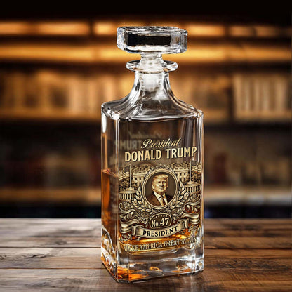 President Donald Trump 47 Whiskey Decanter Set | Trump MAGA Whiskey Glass Whiskey Bottle 684350 – GOP