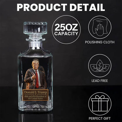 Donald Trump 45 47 President Whiskey Decanter Set | Trump Whiskey Glass Whiskey Bottle 684352 – GOP