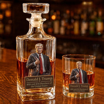 Donald Trump 45 47 President Whiskey Decanter Set | Trump Whiskey Glass Whiskey Bottle 684352 – GOP
