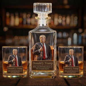 Donald Trump 45 47 President Whiskey Decanter Set | Trump Whiskey Glass Whiskey Bottle 684352 – GOP