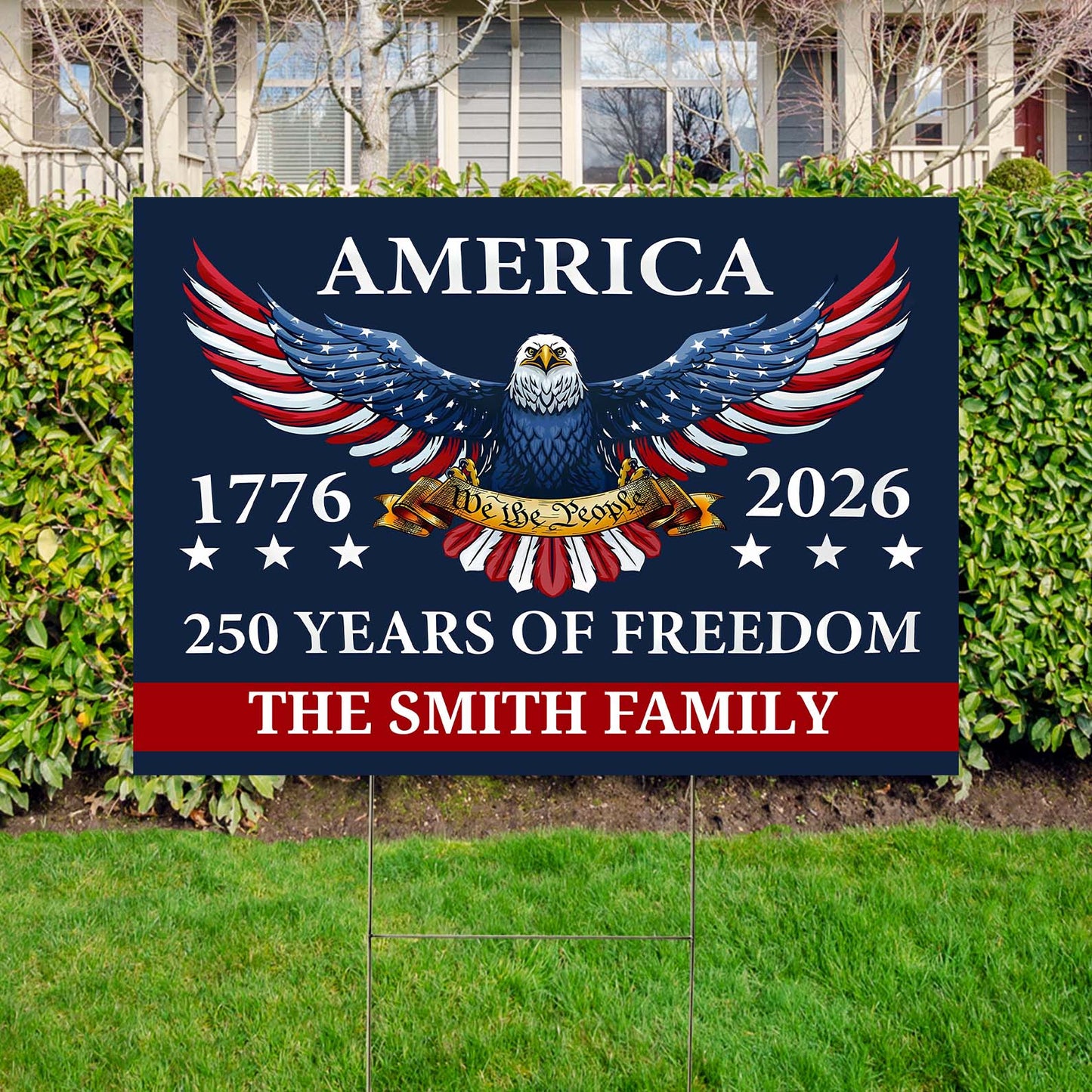 USA 250th Birthday Yard Sign | Custom Name 250 Years We The People 1776–2026 Yard Sign | Patriotic 4th of July Garden Decor 684360
