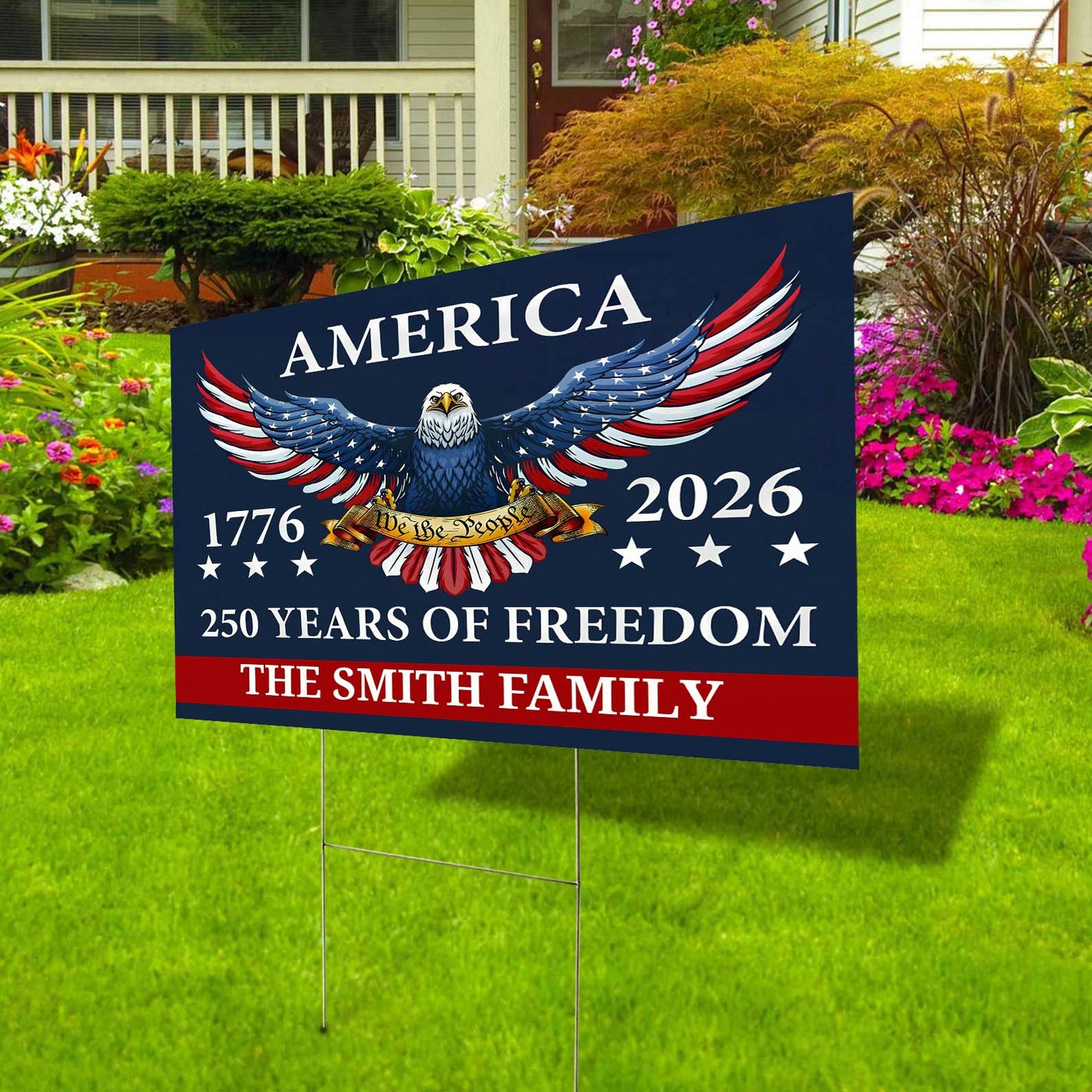 USA 250th Birthday Yard Sign | Custom Name 250 Years We The People 1776–2026 Yard Sign | Patriotic 4th of July Garden Decor 684360