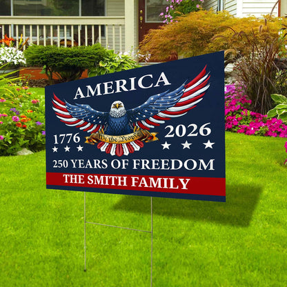 USA 250th Birthday Yard Sign | Custom Name 250 Years We The People 1776–2026 Yard Sign | Patriotic 4th of July Garden Decor 684360