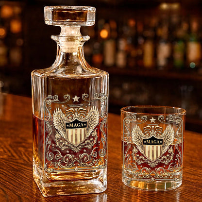 Trump MAGA Whiskey Decanter Set | President Donald Trump Whiskey Glass Whiskey Bottle 684365 - GOP